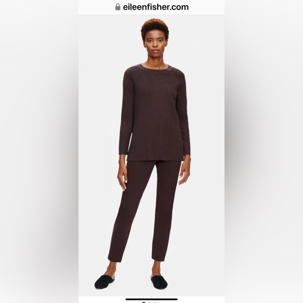 - EILEEN FISHER BROWN PULL ON ELASTIC PONTE SLIM LEG PANTS LEGGINGS…SZ SMALL